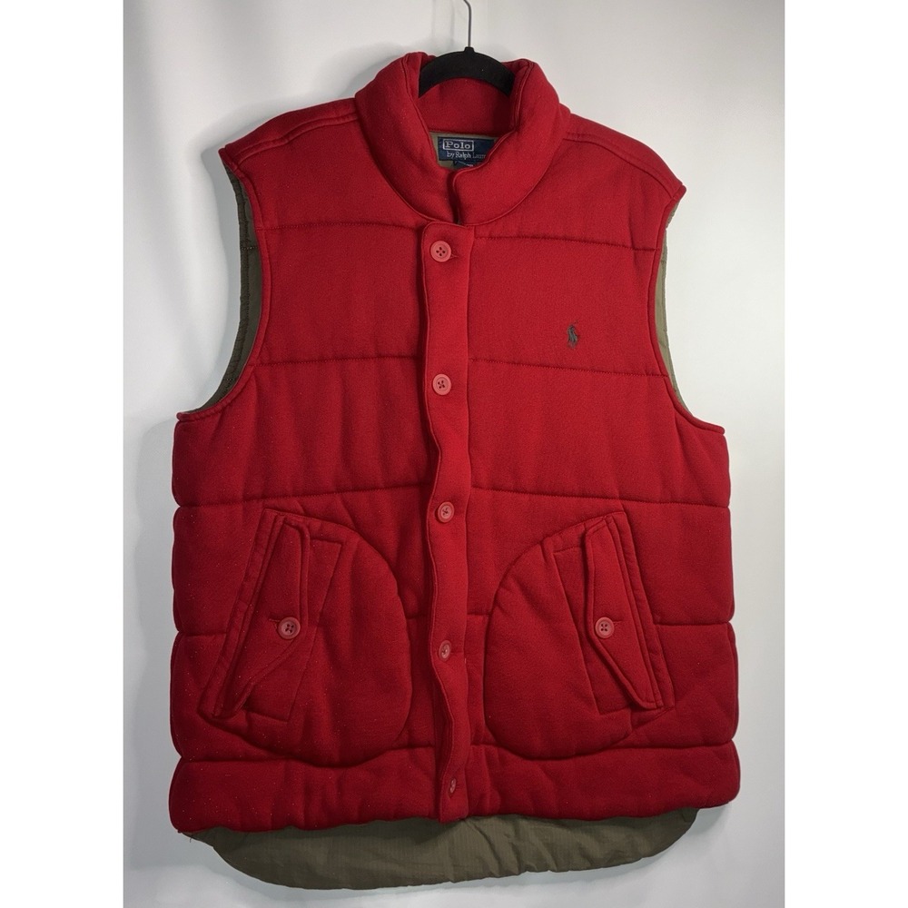 Polo Ralph Lauren Vintage 90s Full Zip Talon Vest Red Sz XL Men's Quilted Puffer
